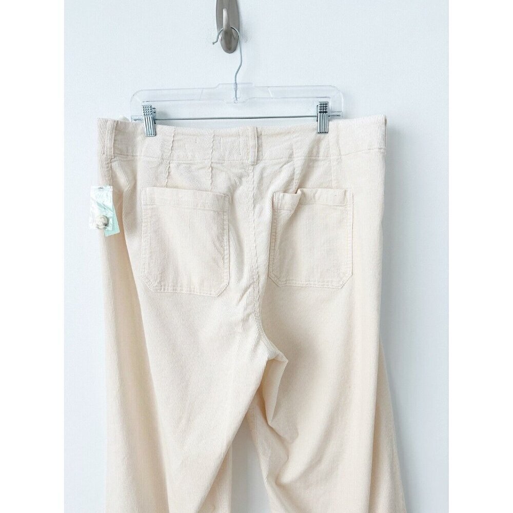 NWT Anthropologie Colette Cropped Wide-Leg Corduroy Pants 16W Ivory Cream - Picture 7 of 9